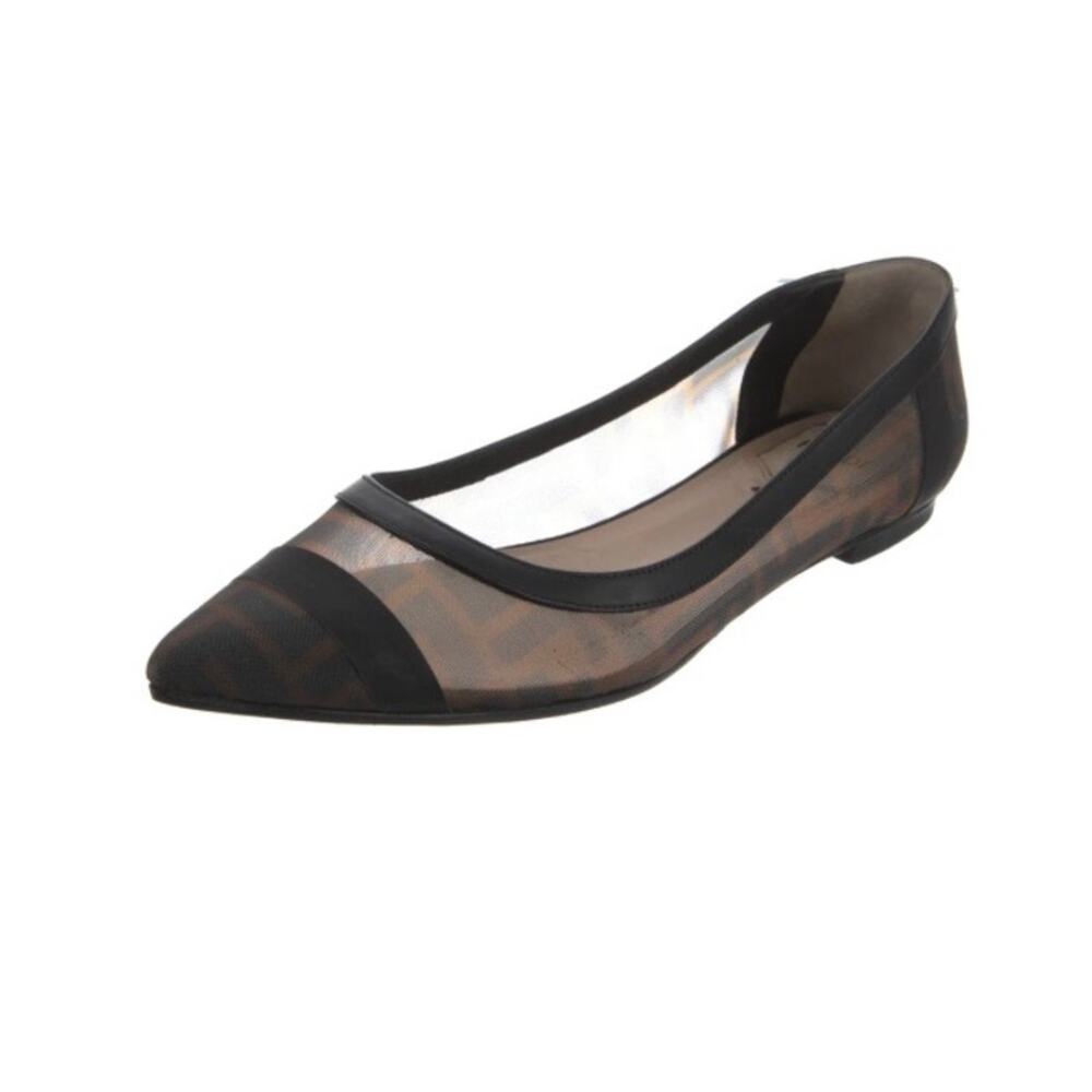 Fendi Mesh Logo Zucca Colibri Ballet Flats - Picture 2 of 6